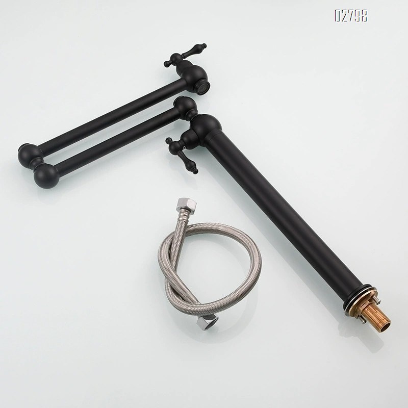 Luxury all Brass single cold folding  kitchen faucet stove double switch antique finished faucet