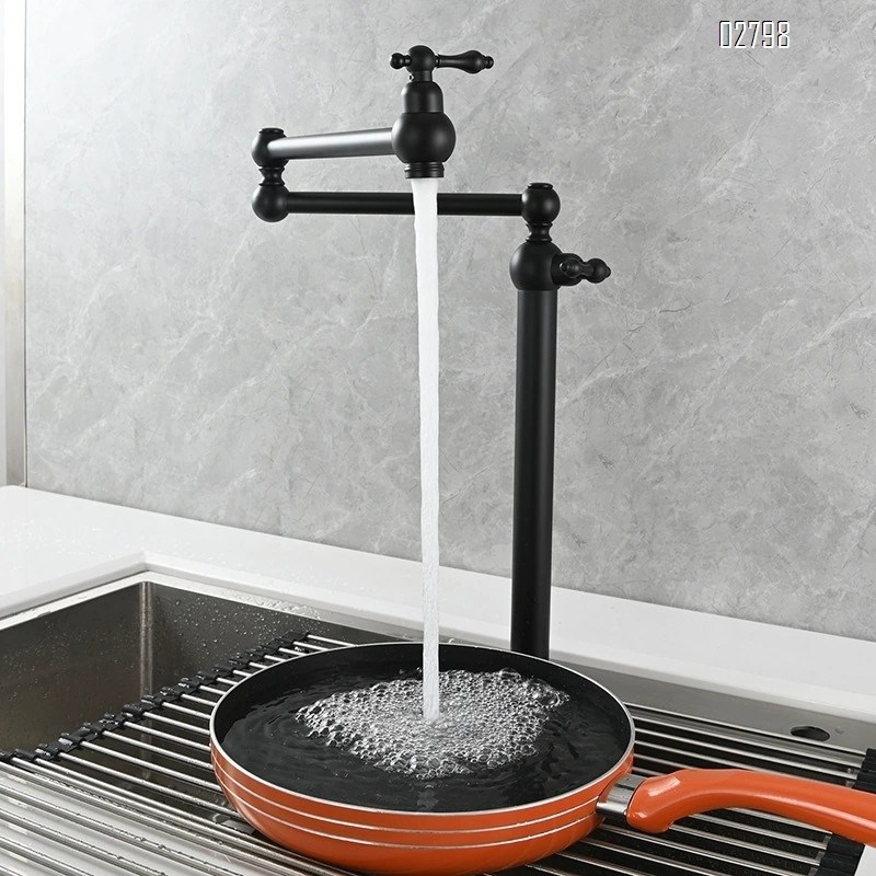 Luxury all Brass single cold folding  kitchen faucet stove double switch antique finished faucet