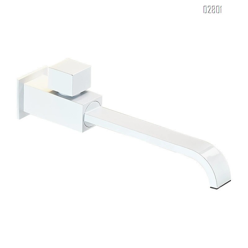 Thickened full brass ivory white single cold water wall-mounted faucet and extendable rotatable  sink tap plated finished