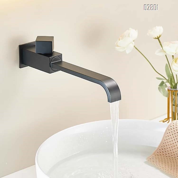 Thickened full brass ivory white single cold water wall-mounted faucet and extendable rotatable  sink tap plated finished