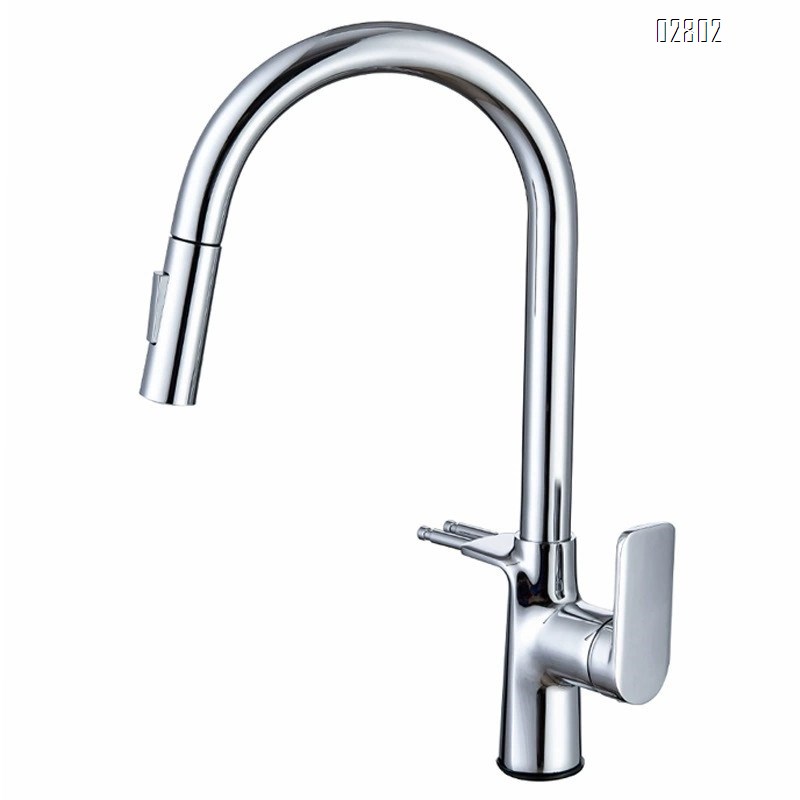 Full Brass black home faucet extendable cold and hot water kitchen sink pull-down faucet Chrome Finished
