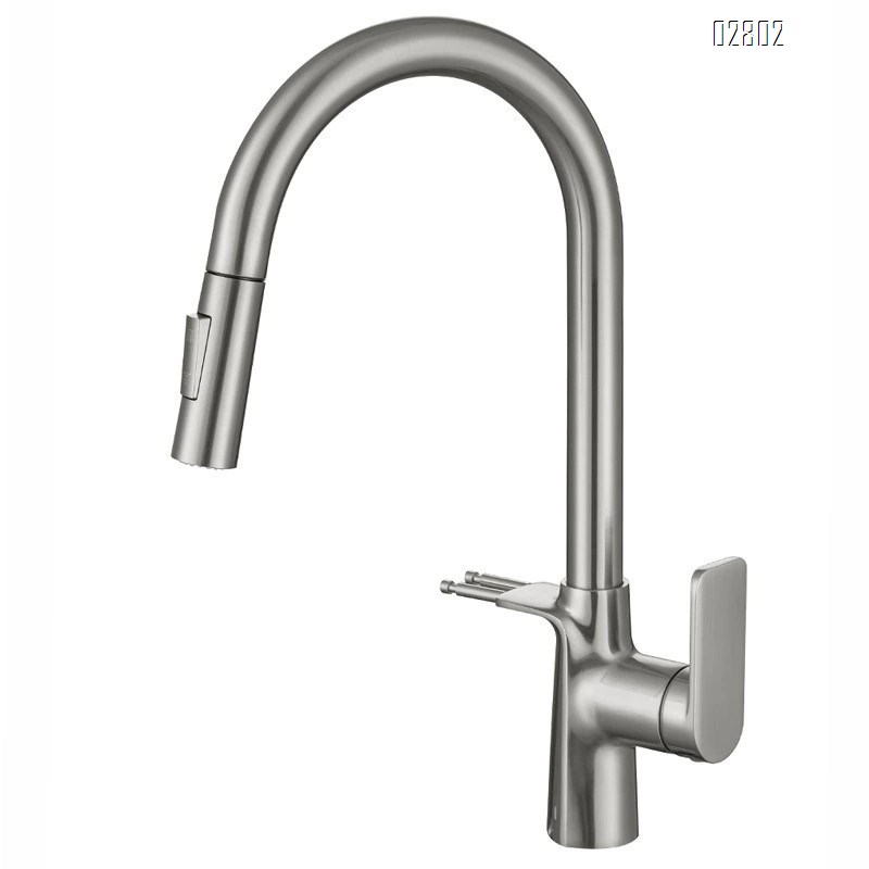 Full Brass black home faucet extendable cold and hot water kitchen sink pull-down faucet Chrome Finished