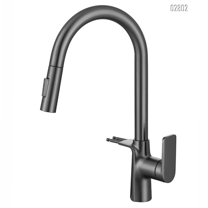 Full Brass black home faucet extendable cold and hot water kitchen sink pull-down faucet Chrome Finished