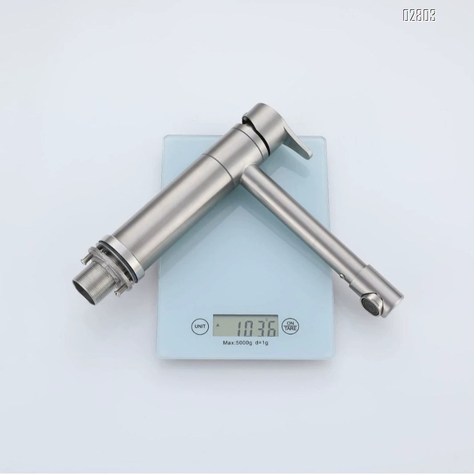 304 stainless steel faucet with extended spout single hole cold and hot water tap for wash basin rotary multi-directional faucet for home use