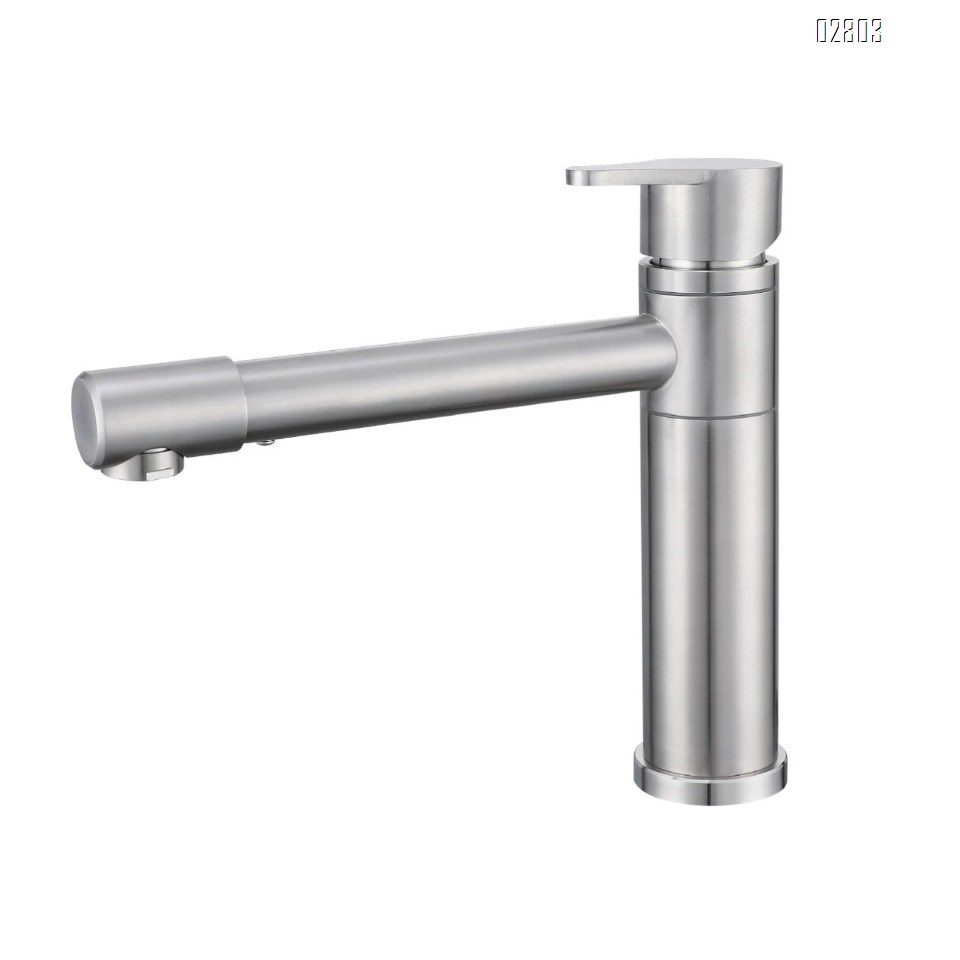 304 stainless steel faucet with extended spout single hole cold and hot water tap for wash basin rotary multi-directional faucet for home use