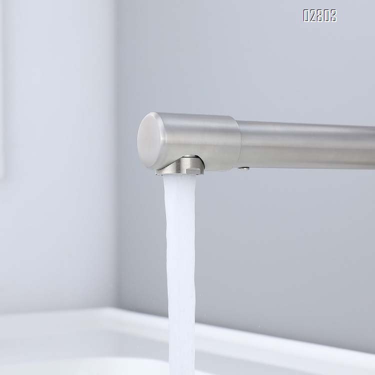 304 stainless steel faucet with extended spout single hole cold and hot water tap for wash basin rotary multi-directional faucet for home use