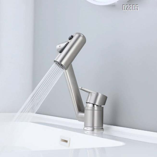 304 stainless steel single hole cold and hot wash basin faucet Feng Shui cat style household tap Multi-directional rotating faucet