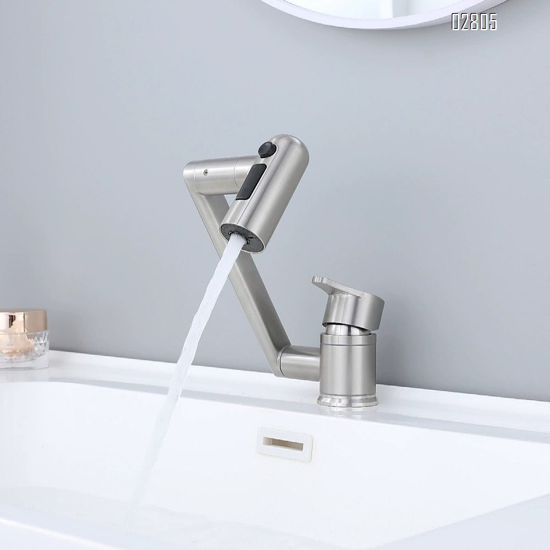 304 stainless steel single hole cold and hot wash basin faucet Feng Shui cat style household tap Multi-directional rotating faucet