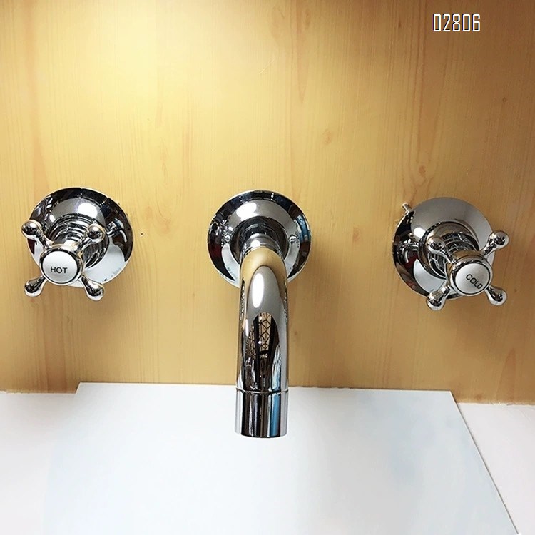 Luxury All brass wall-mounted antique faucet cross handwheel concealed faucet wash basin above the counter cold and hot wate tap
