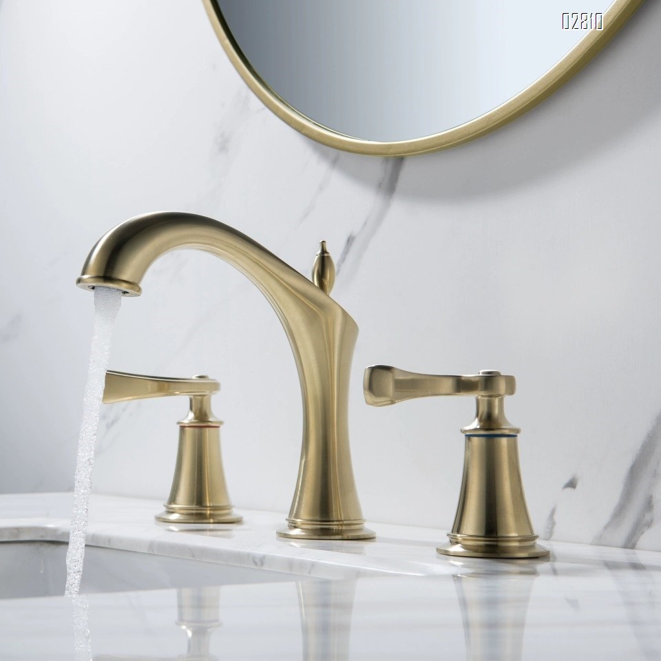 Gunmetal gray three-hole basin faucet with separate cold and hot water all-brass vintage three-hole sink mixing valve wash basin faucet