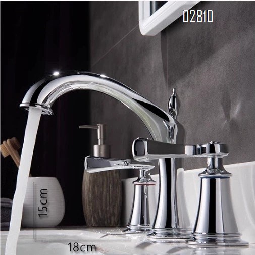 Gunmetal gray three-hole basin faucet with separate cold and hot water all-brass vintage three-hole sink mixing valve wash basin faucet