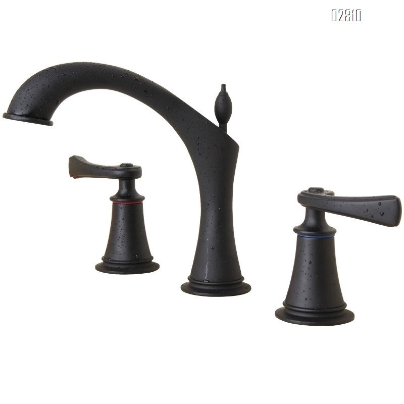 Gunmetal gray three-hole basin faucet with separate cold and hot water all-brass vintage three-hole sink mixing valve wash basin faucet