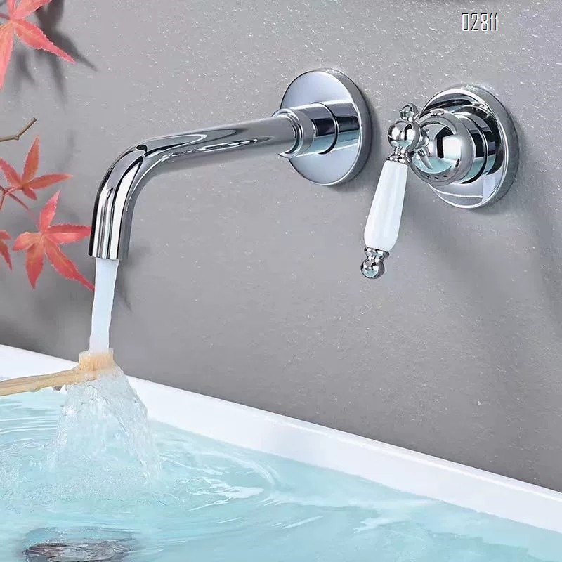 European antique wall-mounted faucet hidden dark installation of cold and hot full brass home bathroom wash basin faucet