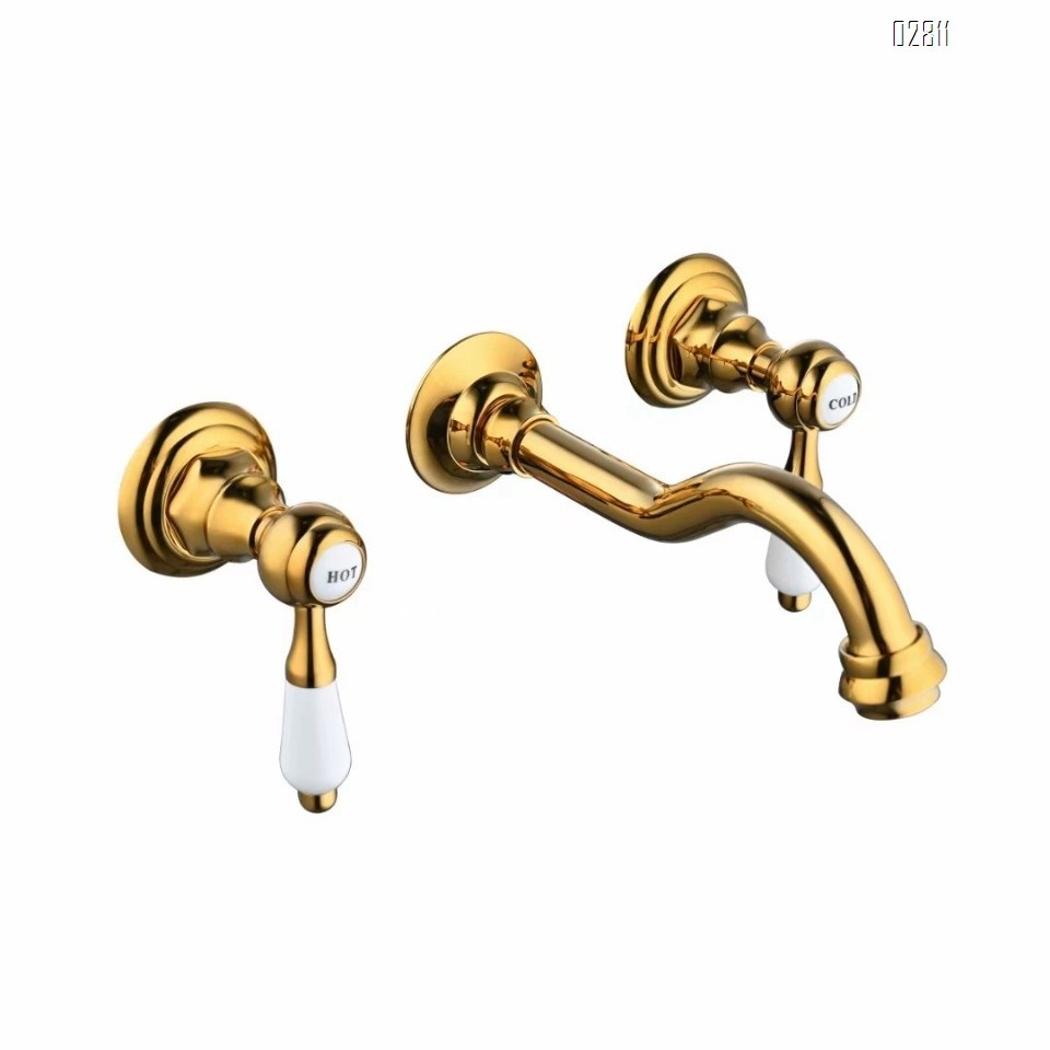 European antique wall-mounted faucet hidden dark installation of cold and hot full brass home bathroom wash basin faucet