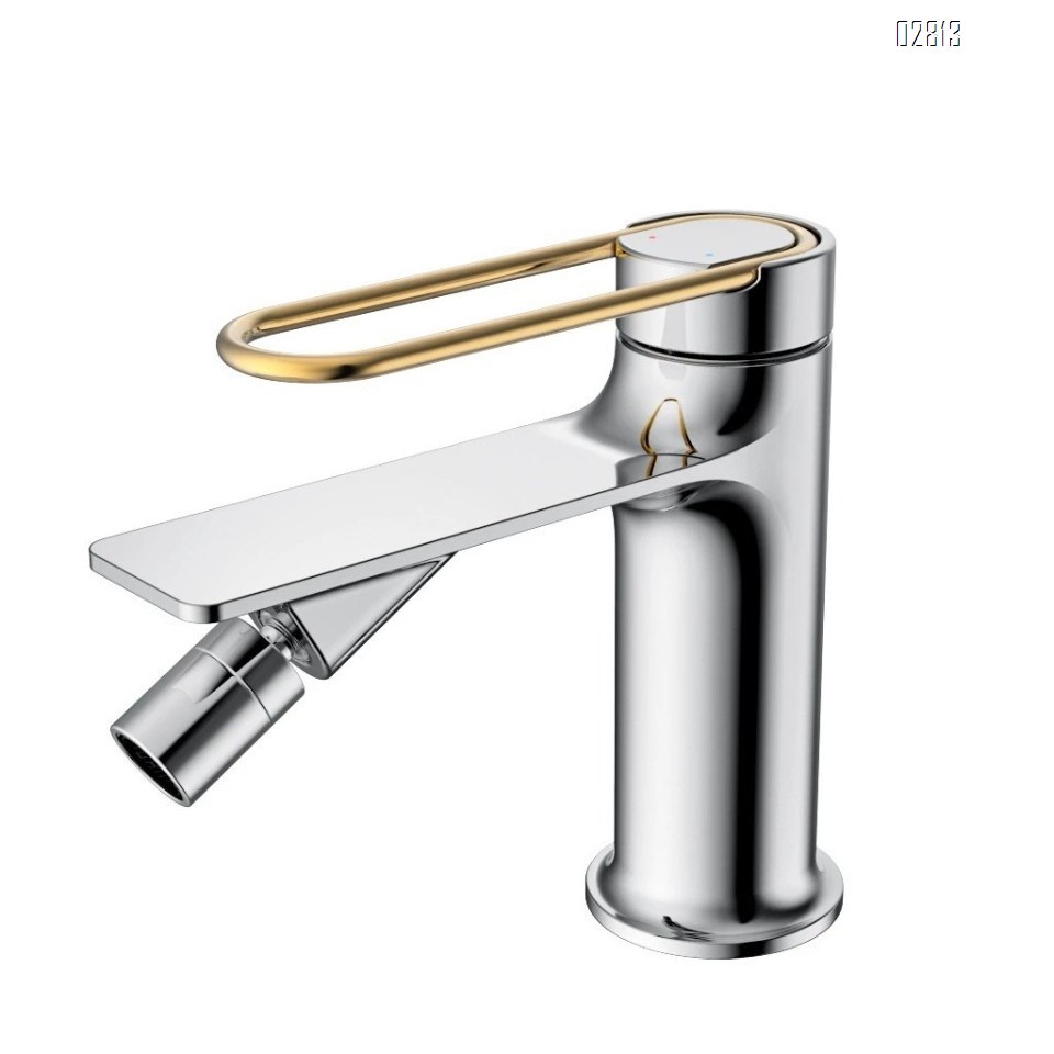 Gunmetal grey cold and hot wash basin faucet clean body wash device all brass bathroom wash basin single hole faucet for wash basin in bathroom