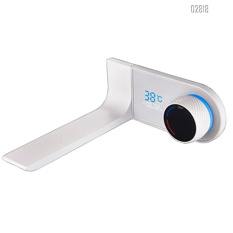 Full Brass concealed built-in cold and hot basin faucet for home bathroom with digital display minimalist hidden style