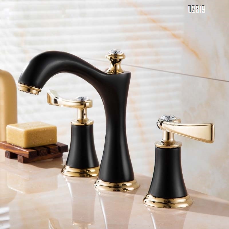 European three-hole 8-inch sink faucet all-Brass bathroom cabinet separate faucet cold and hot water tap