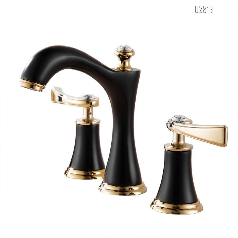 European three-hole 8-inch sink faucet all-Brass bathroom cabinet separate faucet cold and hot water tap