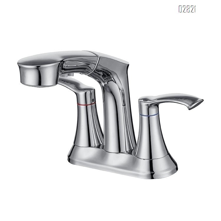 Luxury all Brass dual-spigot cold and hot water Separate pull-out faucet for bathroom wash basin for home use with Brushed Finished