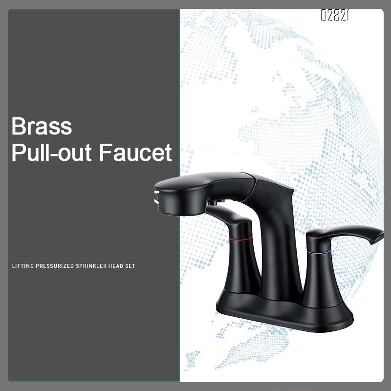 Luxury all Brass dual-spigot cold and hot water Separate pull-out faucet for bathroom wash basin for home use with Brushed Finished