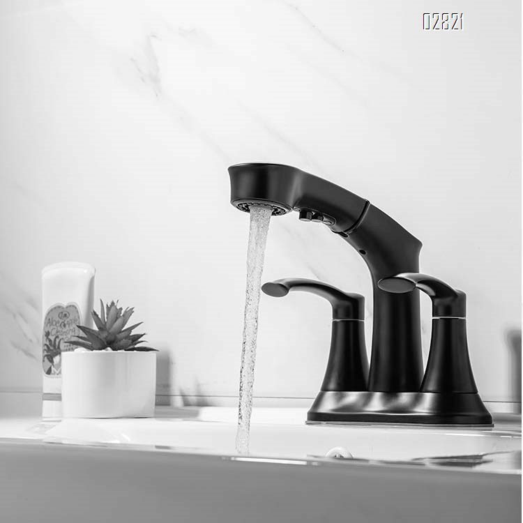 Luxury all Brass dual-spigot cold and hot water Separate pull-out faucet for bathroom wash basin for home use with Brushed Finished