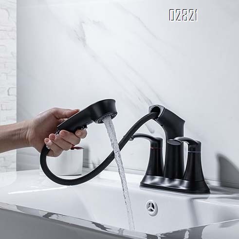 Luxury all Brass dual-spigot cold and hot water Separate pull-out faucet for bathroom wash basin for home use with Brushed Finished