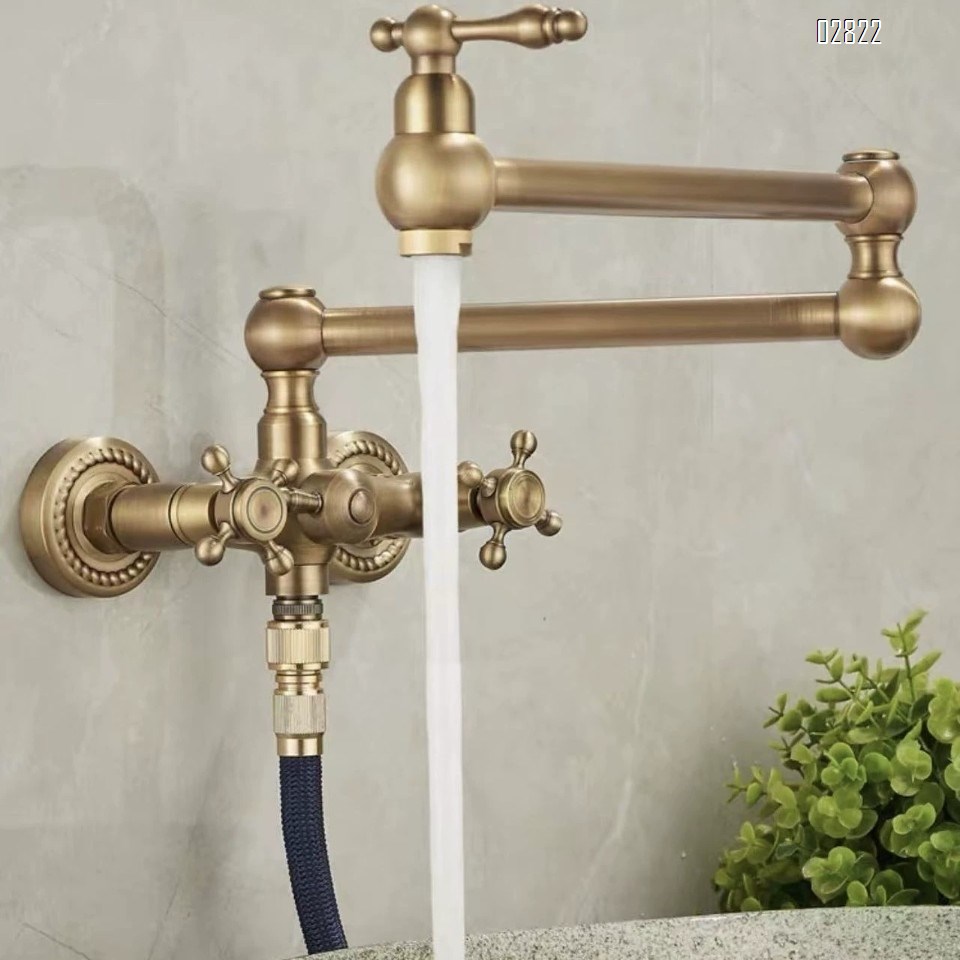 all Brass single cold water folding kitchen faucet with 360 degree swivel for extended use Chrome Finished
