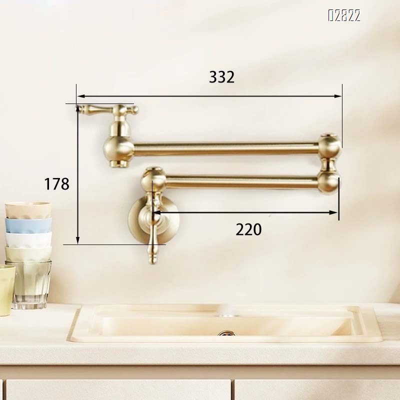 all Brass single cold water folding kitchen faucet with 360 degree swivel for extended use Chrome Finished