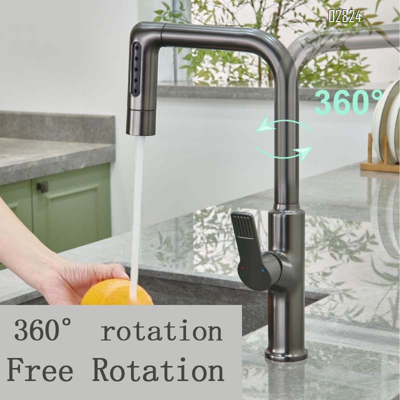 Kitchen faucet pull-down faucet multi-functional vegetable wash basin sink faucet multi-directional rotating kitchen faucet