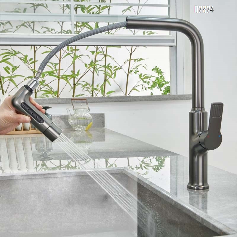 Kitchen faucet pull-down faucet multi-functional vegetable wash basin sink faucet multi-directional rotating kitchen faucet
