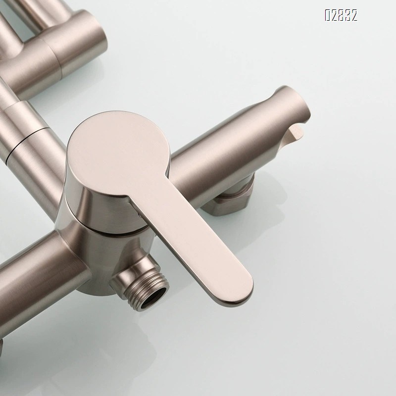 Wall-mounted kitchen faucet set with spray for cold and hot water extendable and rotatable folding faucet for sinks and washing tap