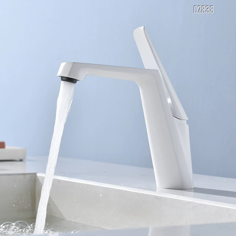 New creative crane basin faucet cold and hot single hole home use wash basin up and down pot all Brass white faucet