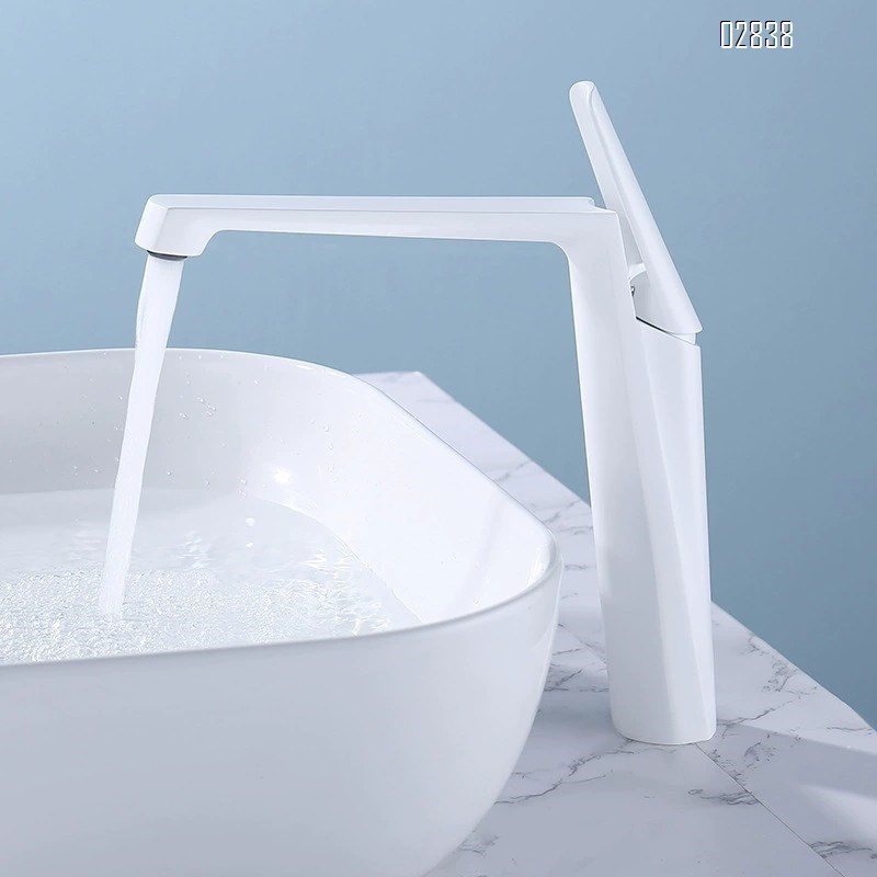 New creative crane basin faucet cold and hot single hole home use wash basin up and down pot all Brass white faucet