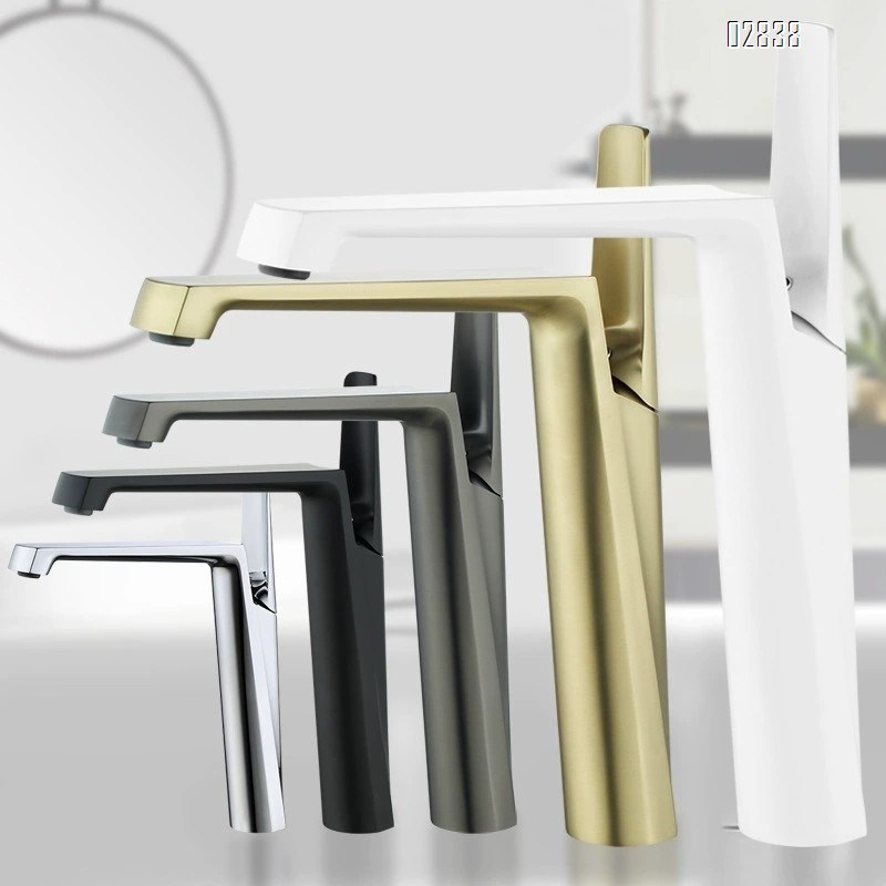 New creative crane basin faucet cold and hot single hole home use wash basin up and down pot all Brass white faucet