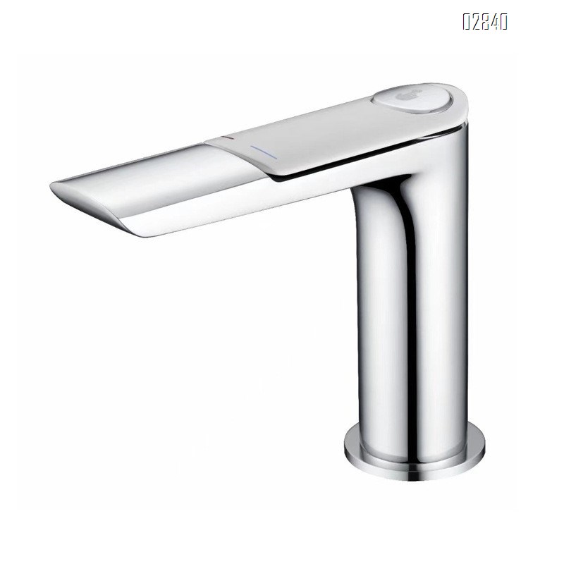 Single-hole bathroom faucet with temperature control knob for white washbasin all-Brass cold and hot water faucet for washstand