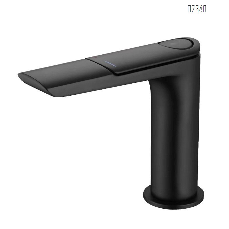 Single-hole bathroom faucet with temperature control knob for white washbasin all-Brass cold and hot water faucet for washstand