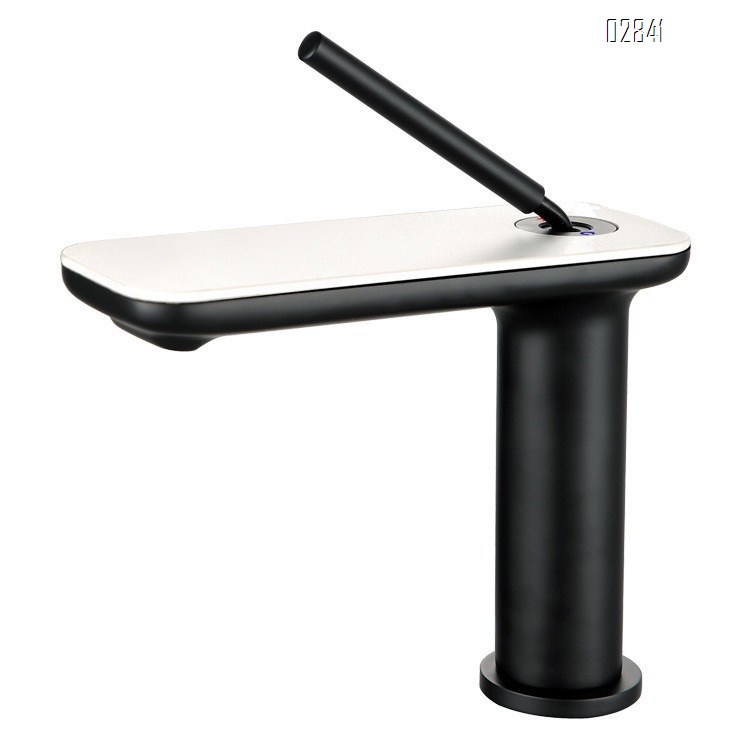 Stone slab white basin faucet waterfall style cold and hot all Brass single hole under-counter hand wash faucet