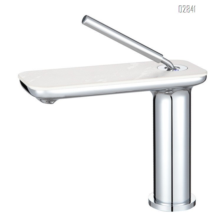 Stone slab white basin faucet waterfall style cold and hot all Brass single hole under-counter hand wash faucet
