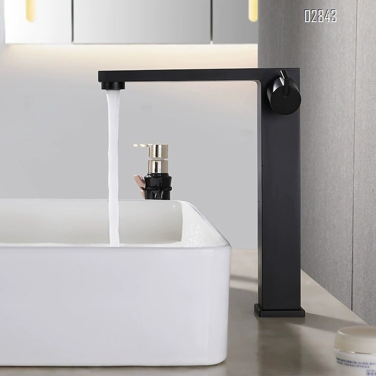 Black personalized basin faucet full Brass countertop wash basin faucet cold and hot single hole bathroom faucet