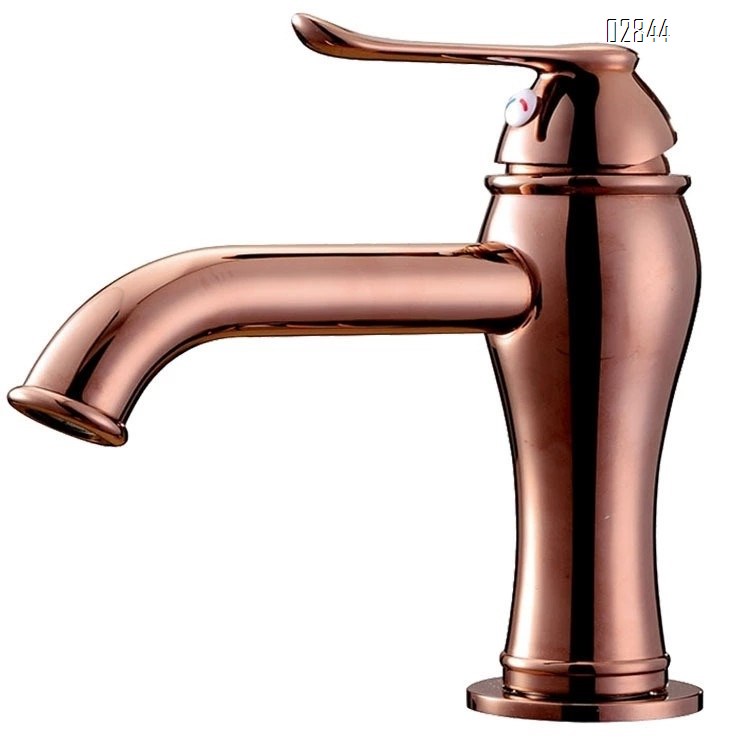 Rose gold faucet for wash basin all brass gold-colored European style wash colld and hot water basin faucet