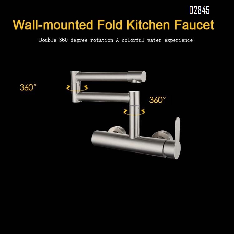 304 stainless steel built-in Wall-mounted double-hole folding Swivel rotatable kitchen sink faucet balcony pool cold and hot water mixer tap