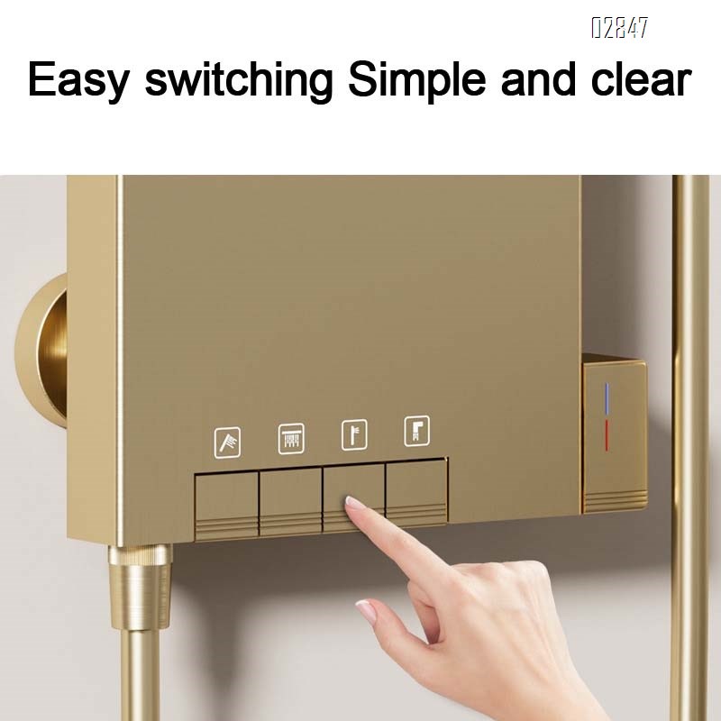 Aluminum Multi-functional shower screen hanging wall-mounted bathroom digital display atmosphere light bathing screen waterfall water shower set