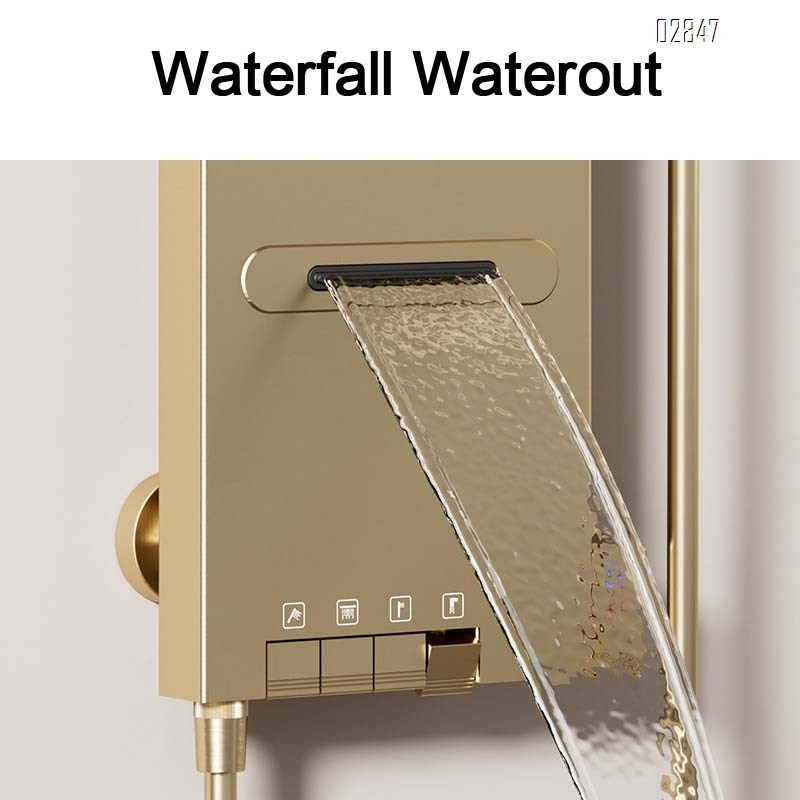 Aluminum Multi-functional shower screen hanging wall-mounted bathroom digital display atmosphere light bathing screen waterfall water shower set