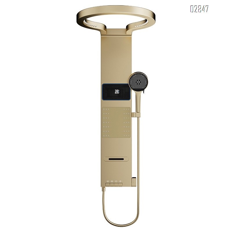 Aluminum Multi-functional shower screen hanging wall-mounted bathroom digital display atmosphere light bathing screen waterfall water shower set