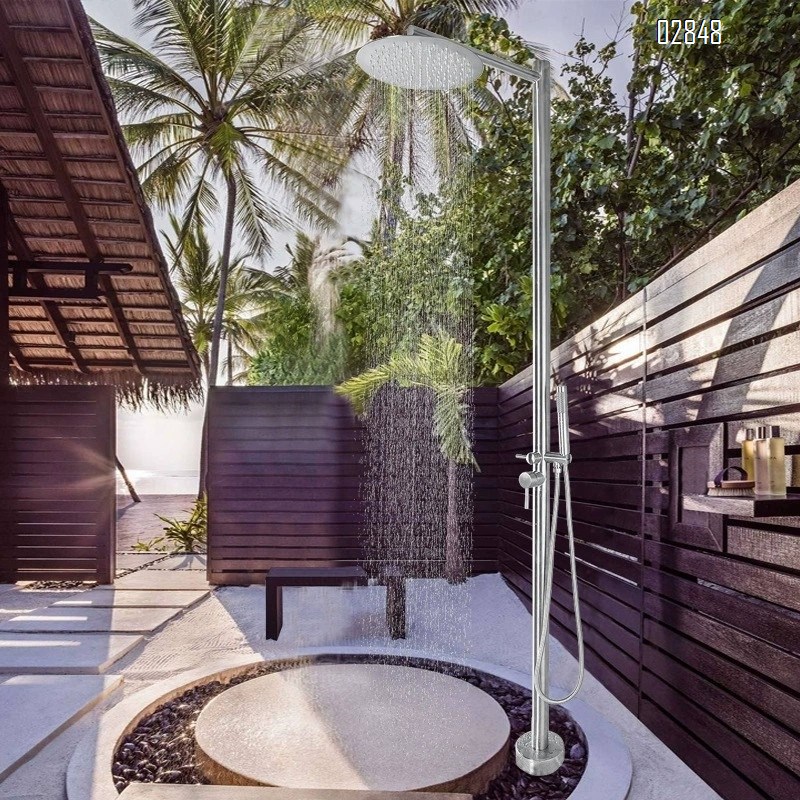 Stainless steel outdoor shower panel column villa pool wash center beach floor rain shower set