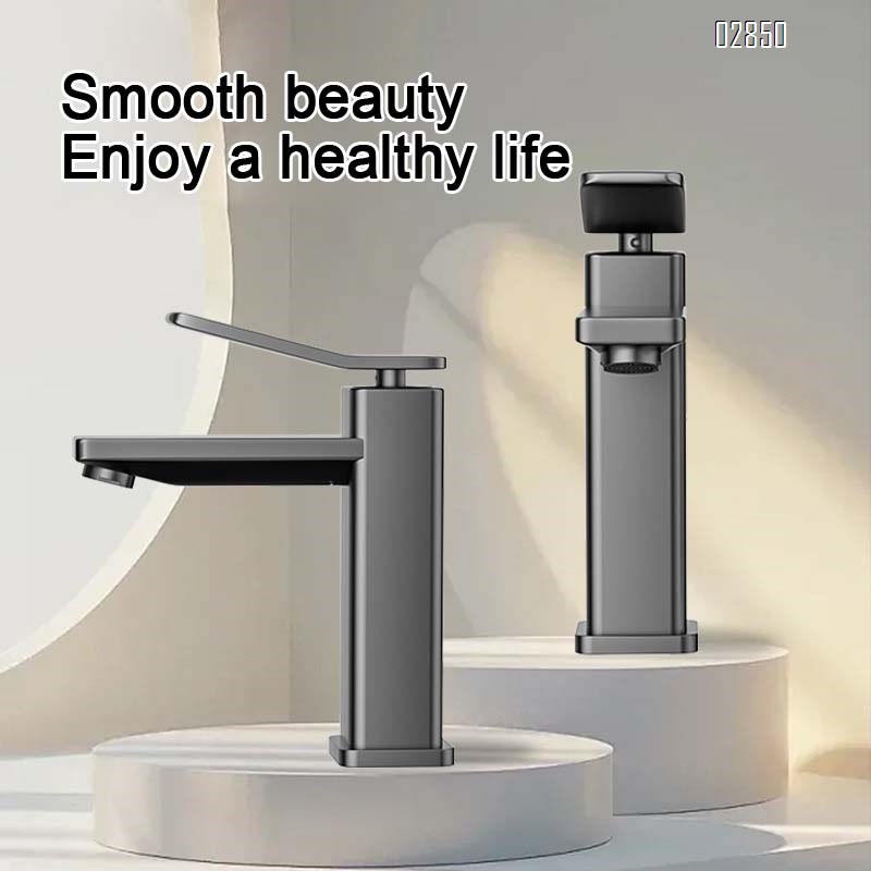 Gunmetal Grey space aluminum cold and hot water faucet wash basin ceramic basin bathroom cabinet faucet wash stand splash guard tap