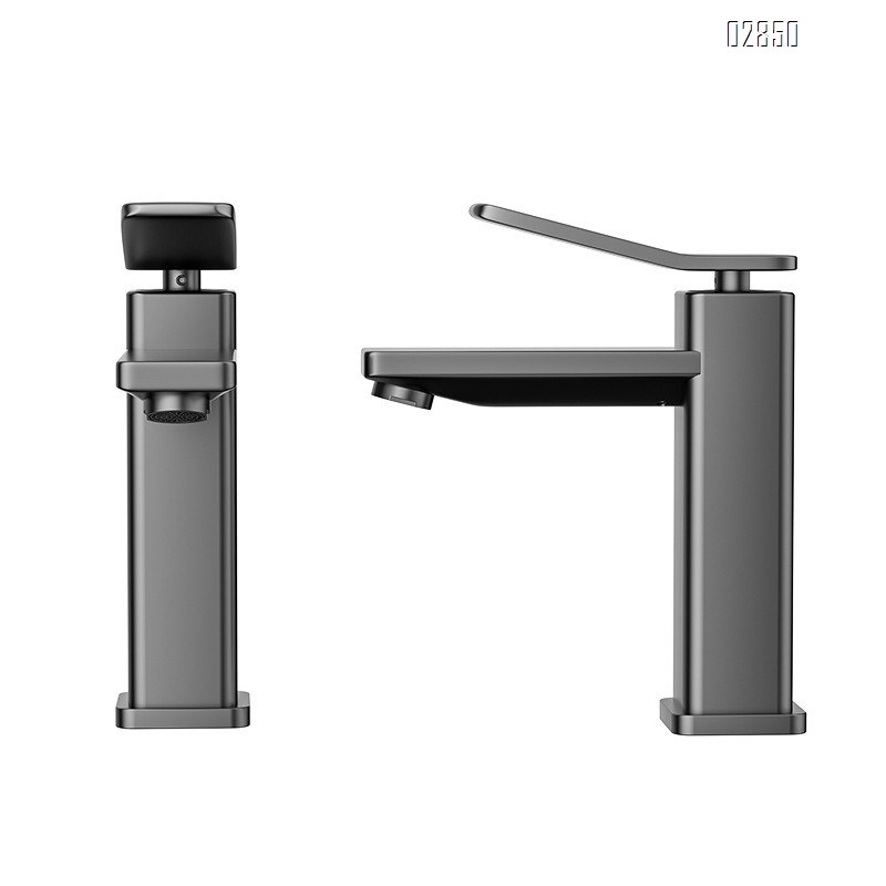 Gunmetal Grey space aluminum cold and hot water faucet wash basin ceramic basin bathroom cabinet faucet wash stand splash guard tap
