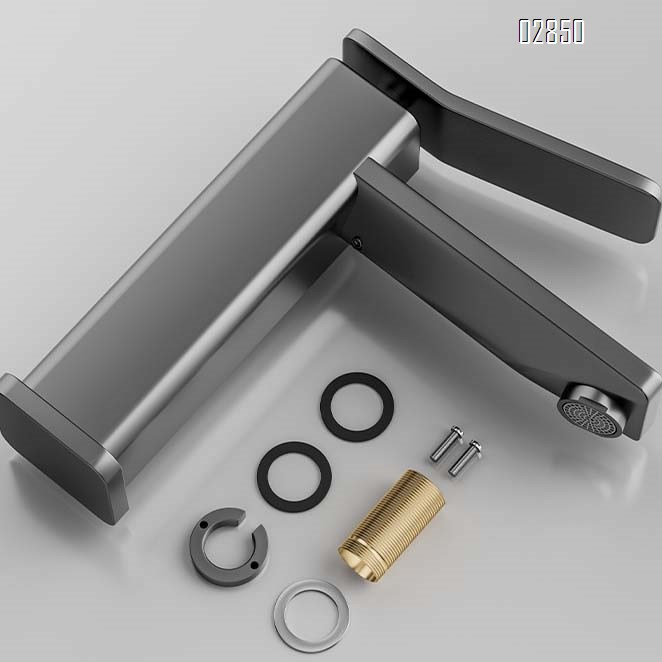 Gunmetal Grey space aluminum cold and hot water faucet wash basin ceramic basin bathroom cabinet faucet wash stand splash guard tap