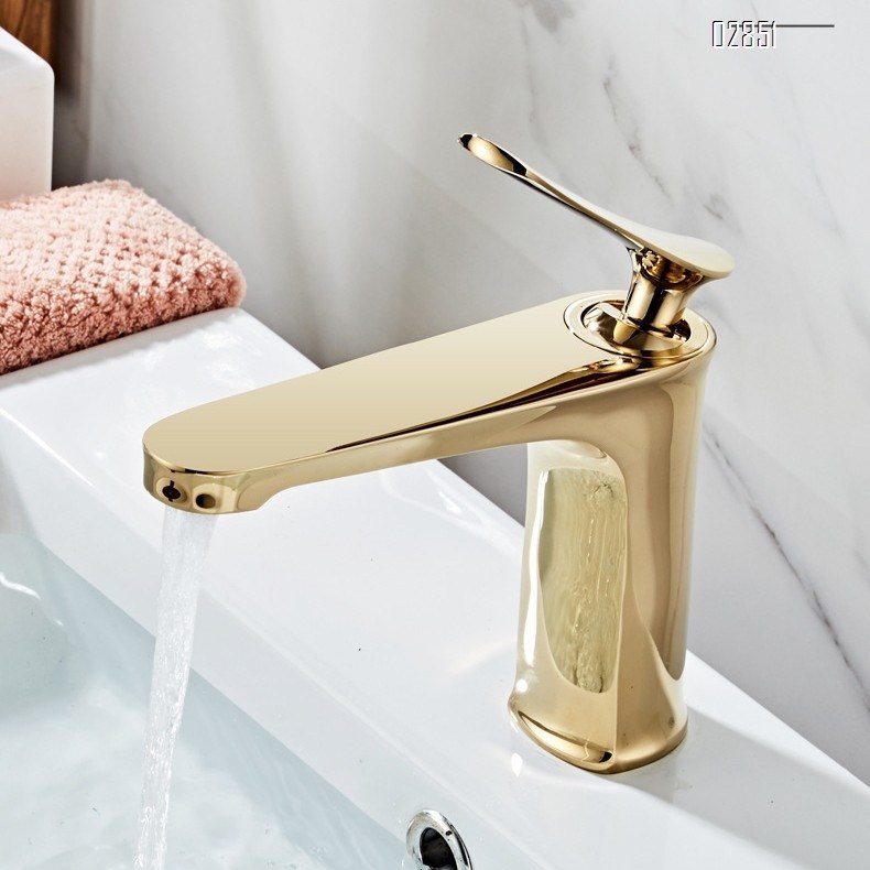 Double Pinyin Color Cold and hot water faucet all Brass  pure all brass wash basin faucet Chrome Finished
