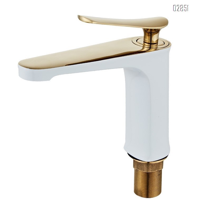 Double Pinyin Color Cold and hot water faucet all Brass  pure all brass wash basin faucet Chrome Finished